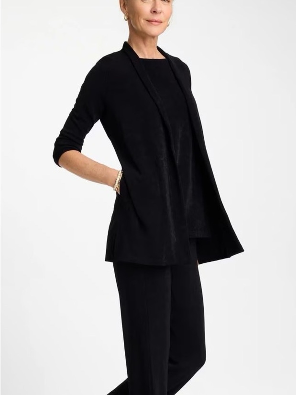 Chico's Black Draped Open-Front Women's Cardigan